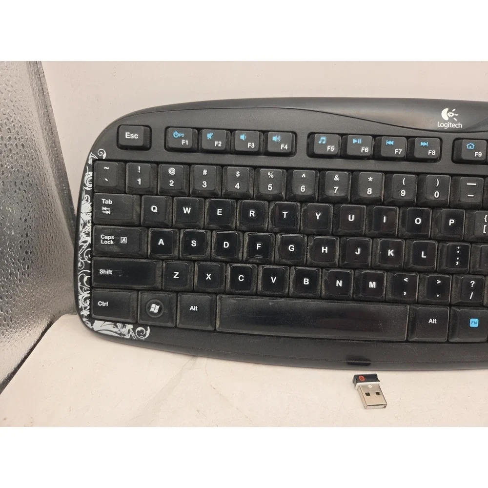 Logitech K250 Wireless Keyboard - DARK FLEUR W Receiver - Tested WORKS